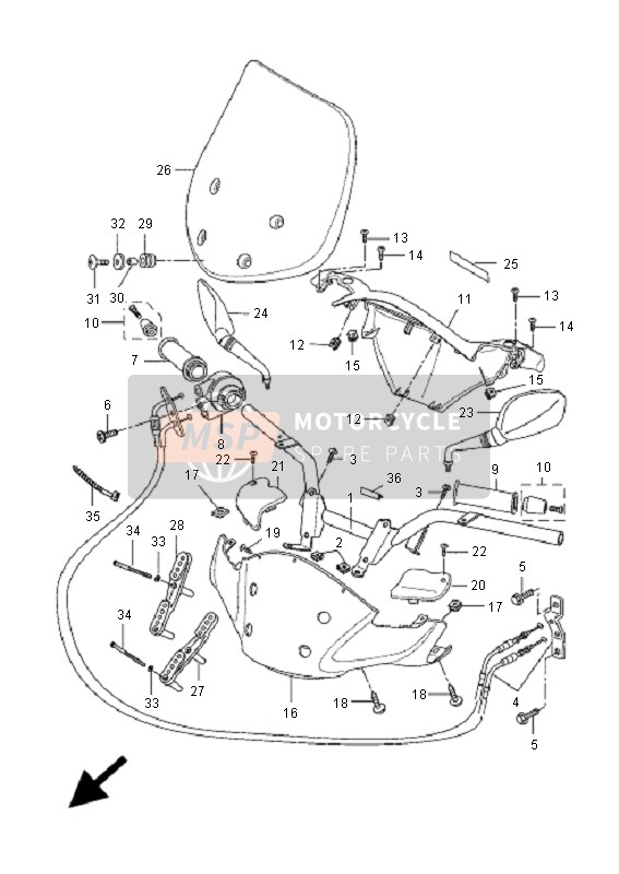 Yamaha VP250 X-CITY 2009 Steering Handle & Cable for a 2009 Yamaha VP250 X-CITY